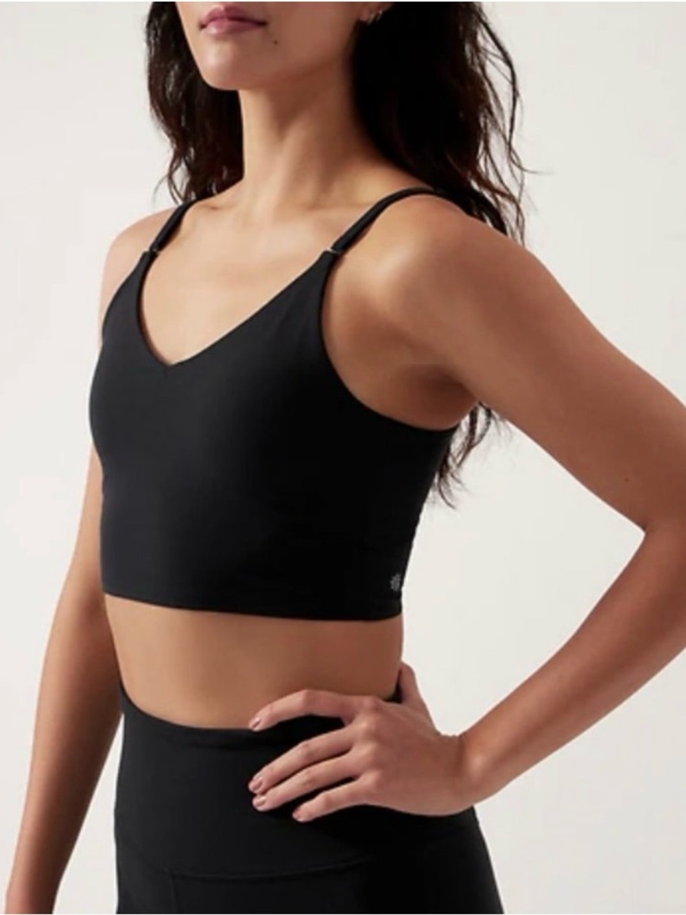 Athleta V-Neck Elation Crop Medium Black